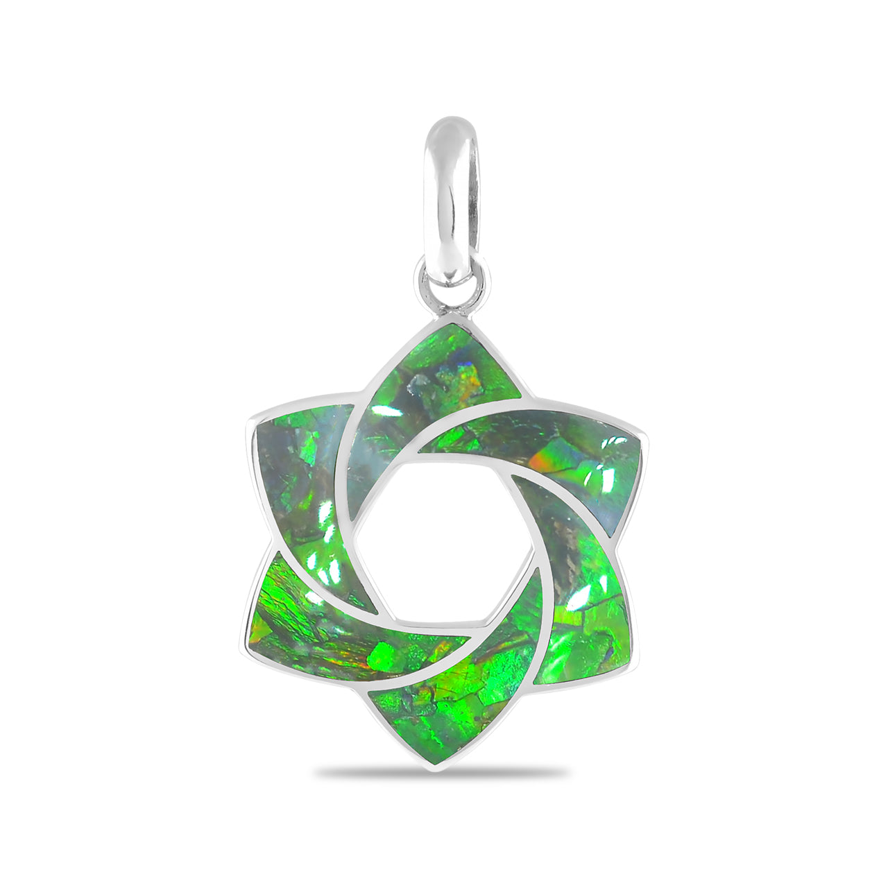 Starborn 6-Point Knot Ammolite Inlay Pendant in Sterling Silver