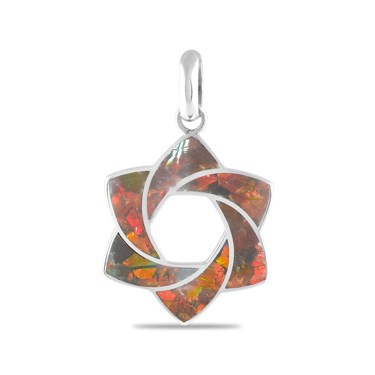 Starborn 6-Point Knot Ammolite Inlay Pendant in Sterling Silver