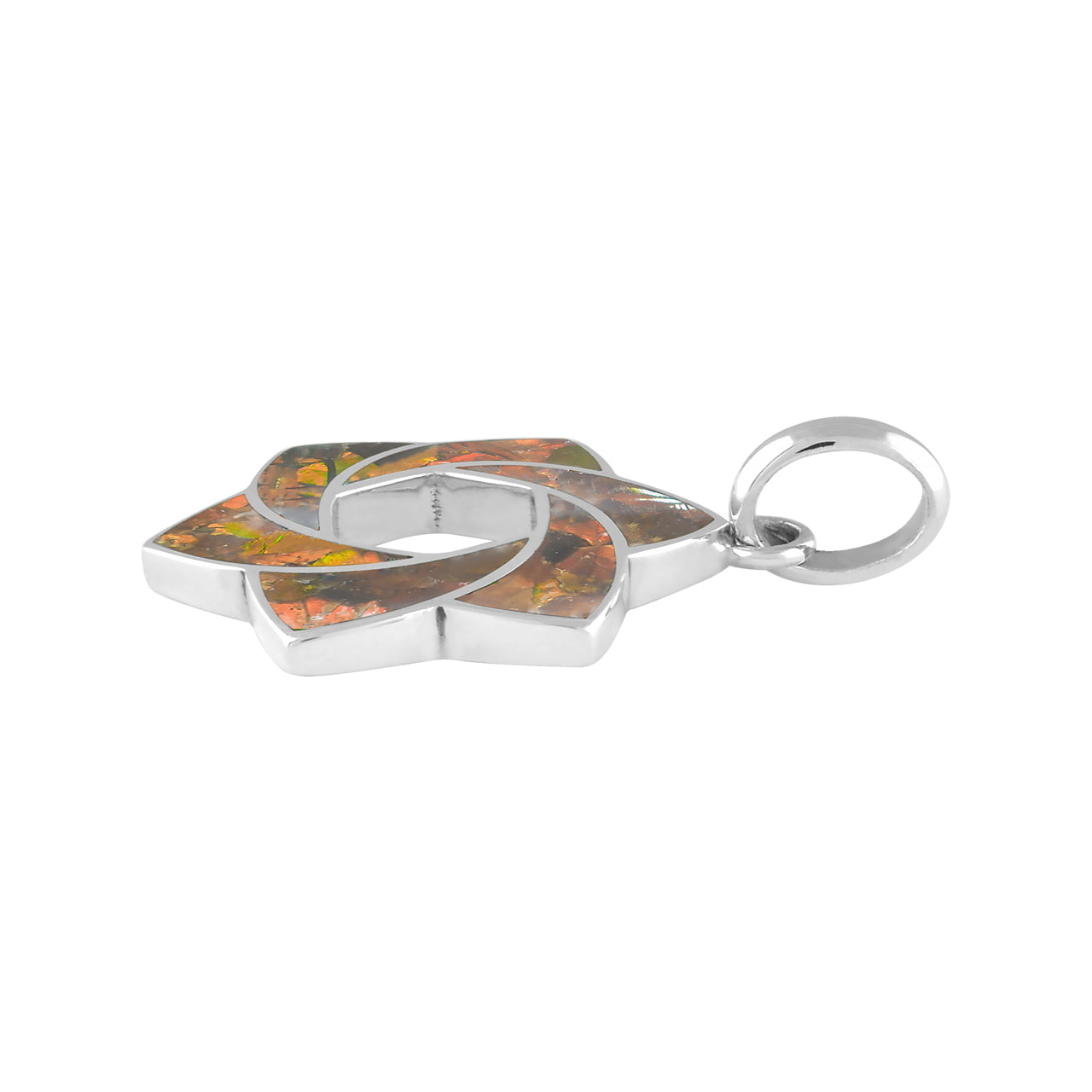 Starborn 6-Point Knot Ammolite Inlay Pendant in Sterling Silver