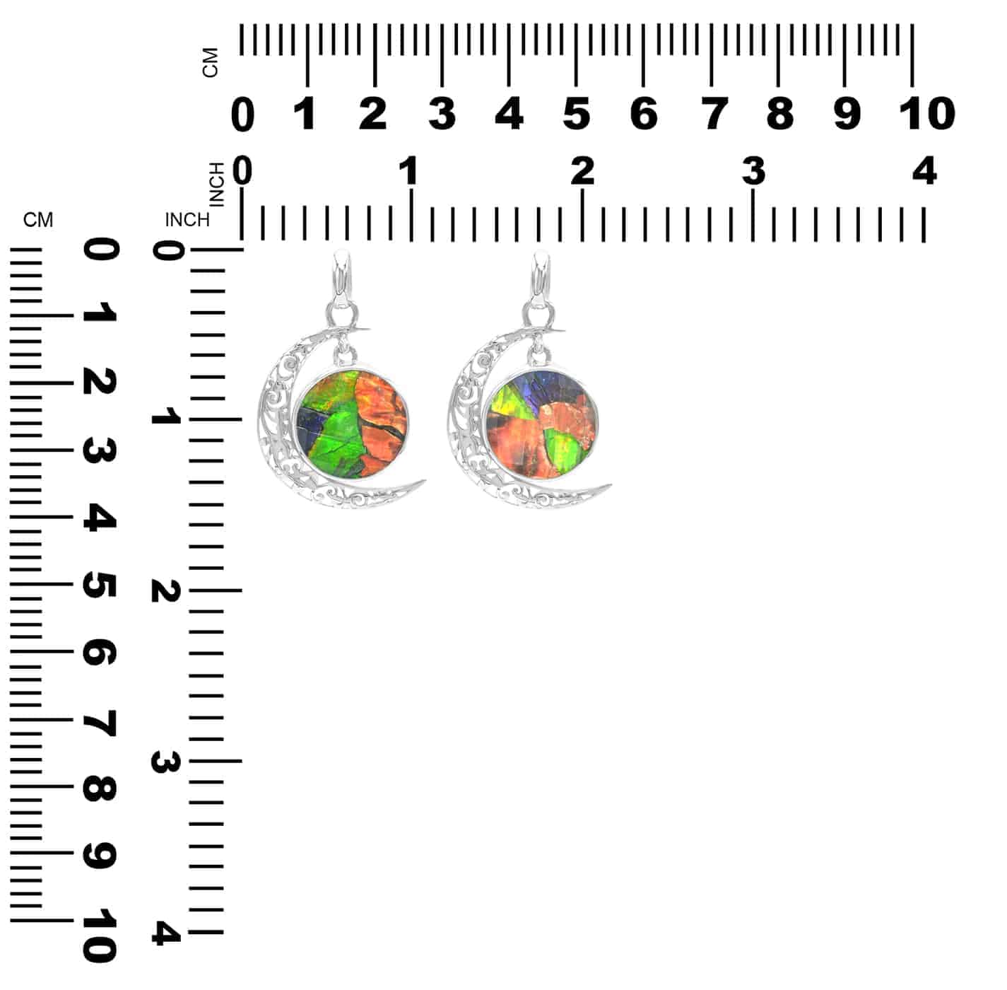 Starborn Faceted Ammolite Doublet with Crescent Moon Accent Pendant in Sterling Silver