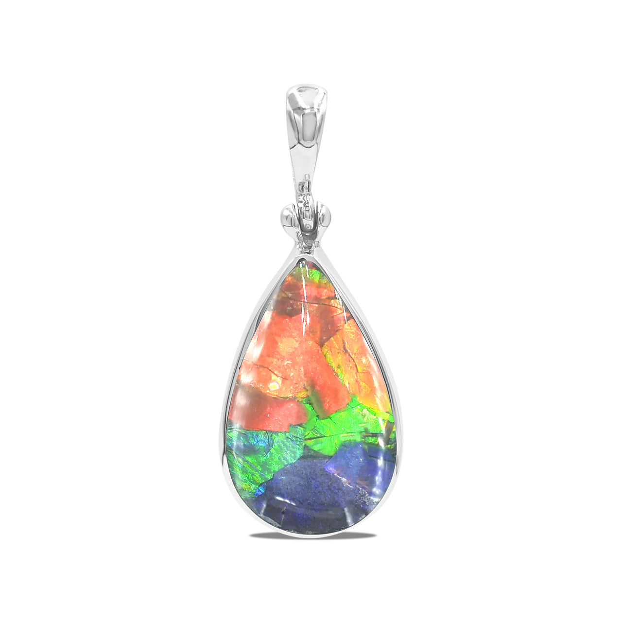 Starborn Ammolite Pear Shaped Pendant in Sterling Silver