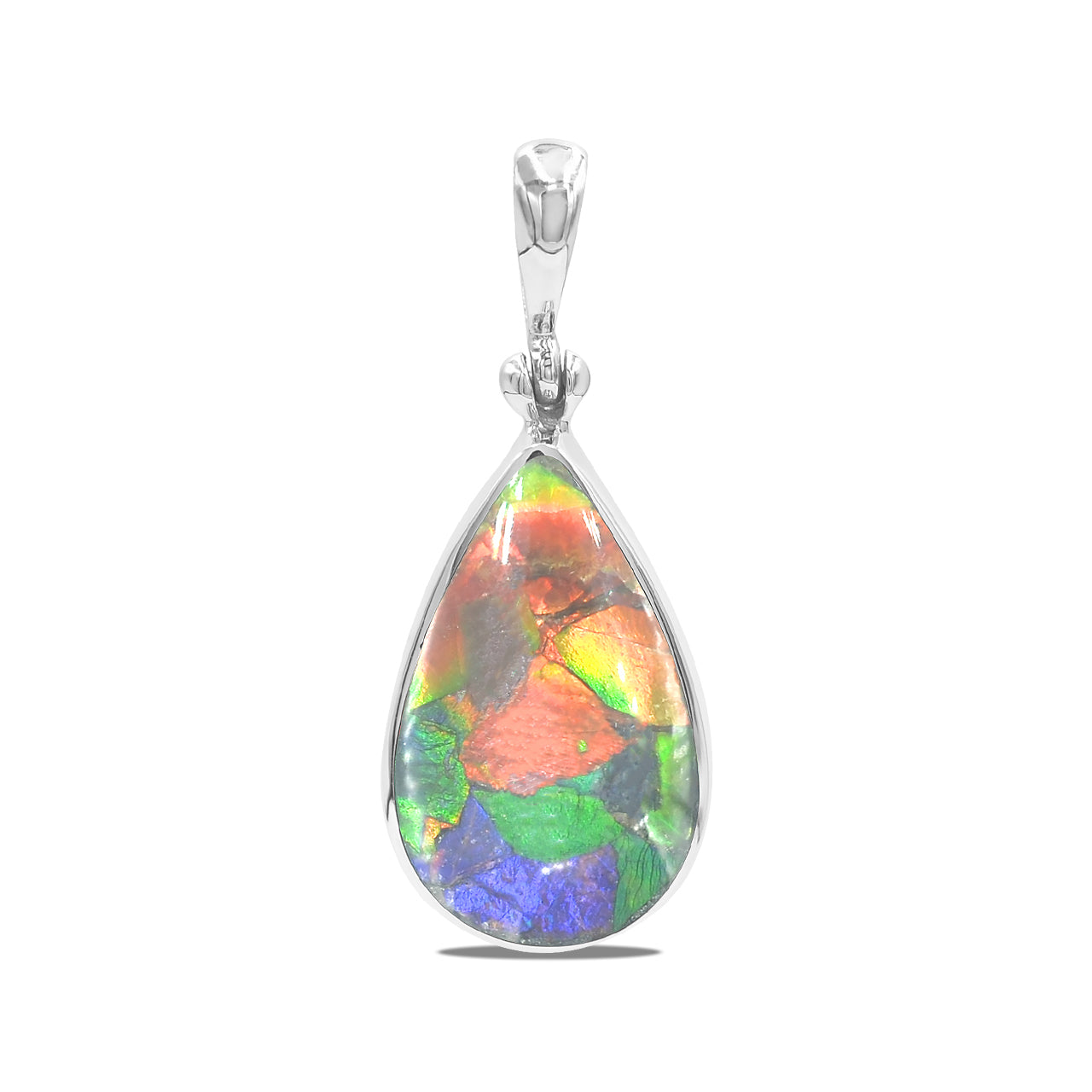 Starborn Ammolite Pear Shaped Pendant in Sterling Silver