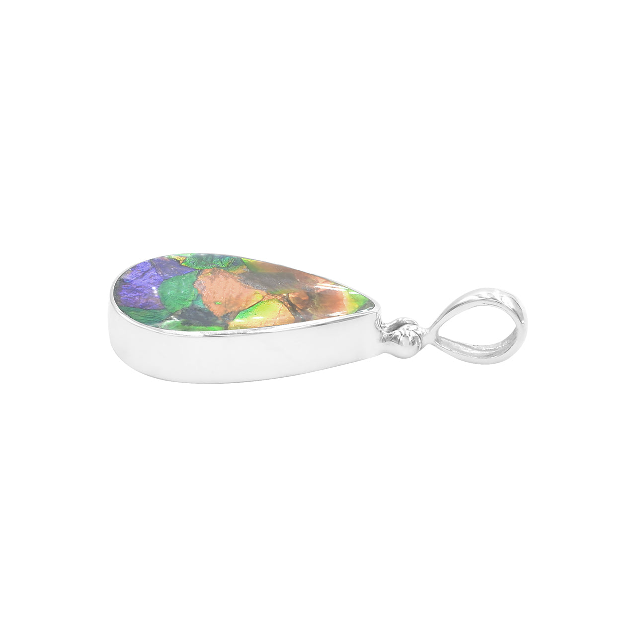 Starborn Ammolite Pear Shaped Pendant in Sterling Silver