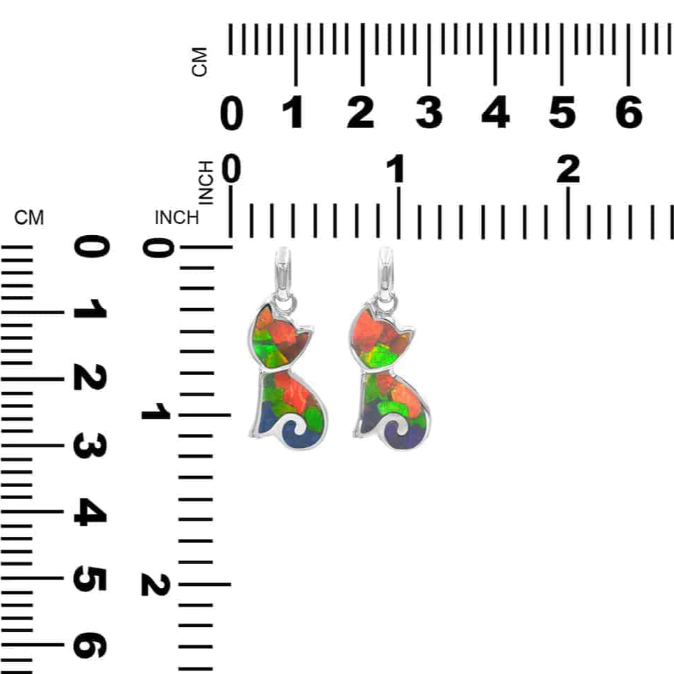 Starborn Ammolite Curious Cat Silhouette Pendant in Sterling Silver