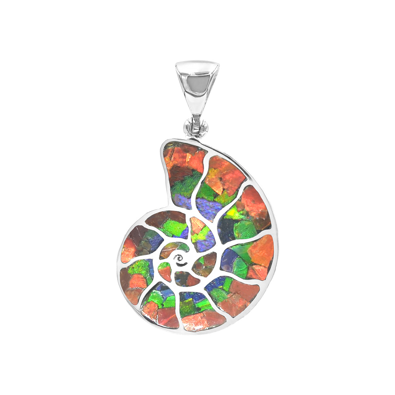 Starborn Ammolite Nautilus Pendant in Sterling Silver