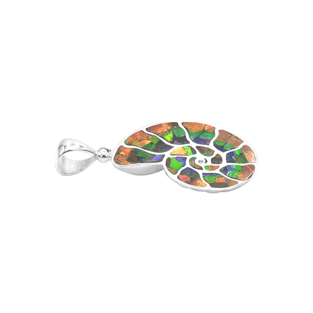 Starborn Ammolite Nautilus Pendant in Sterling Silver