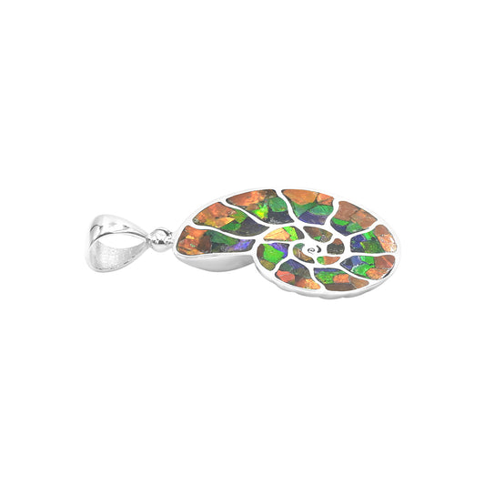 Starborn Ammolite Nautilus Pendant in Sterling Silver