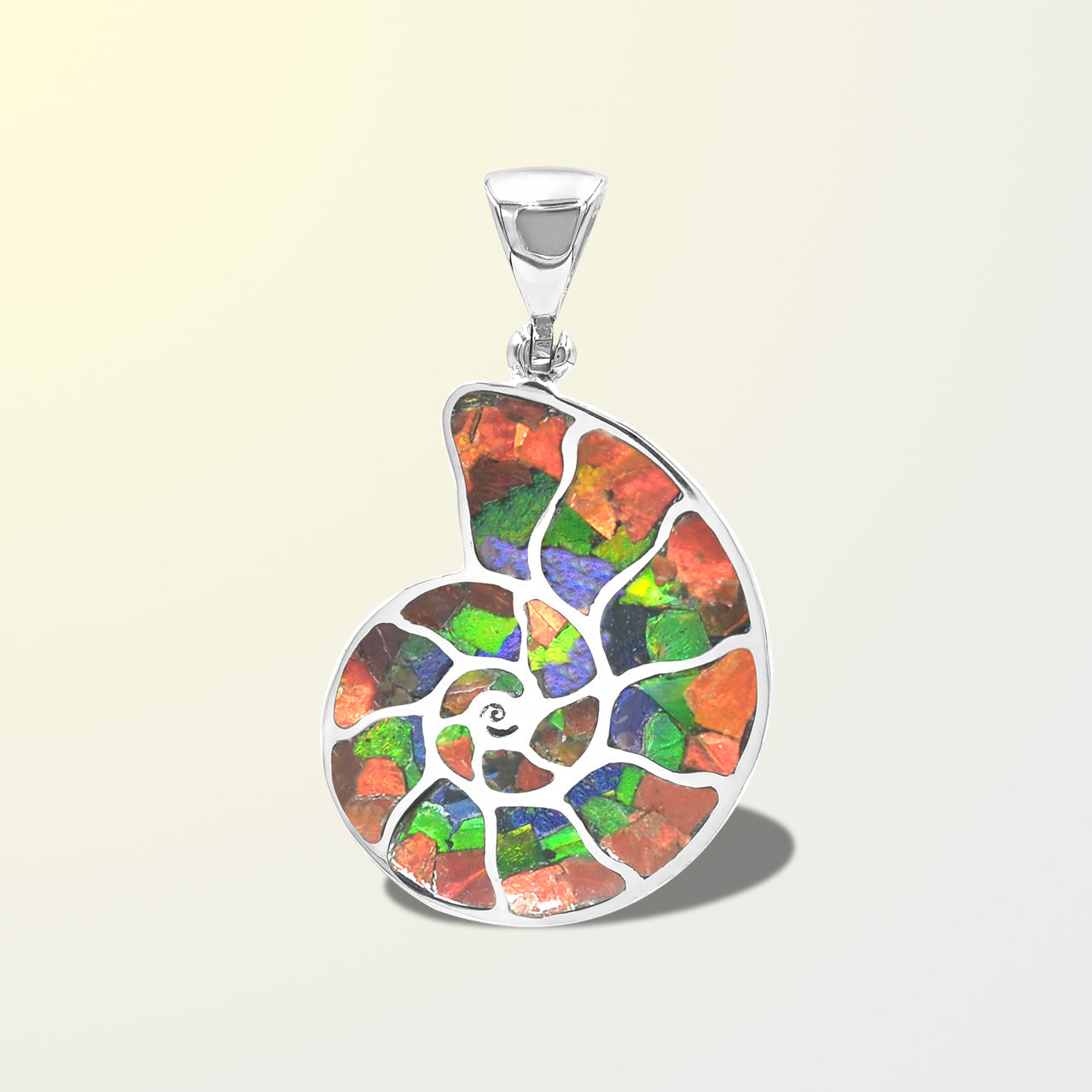Starborn Ammolite Nautilus Pendant in Sterling Silver