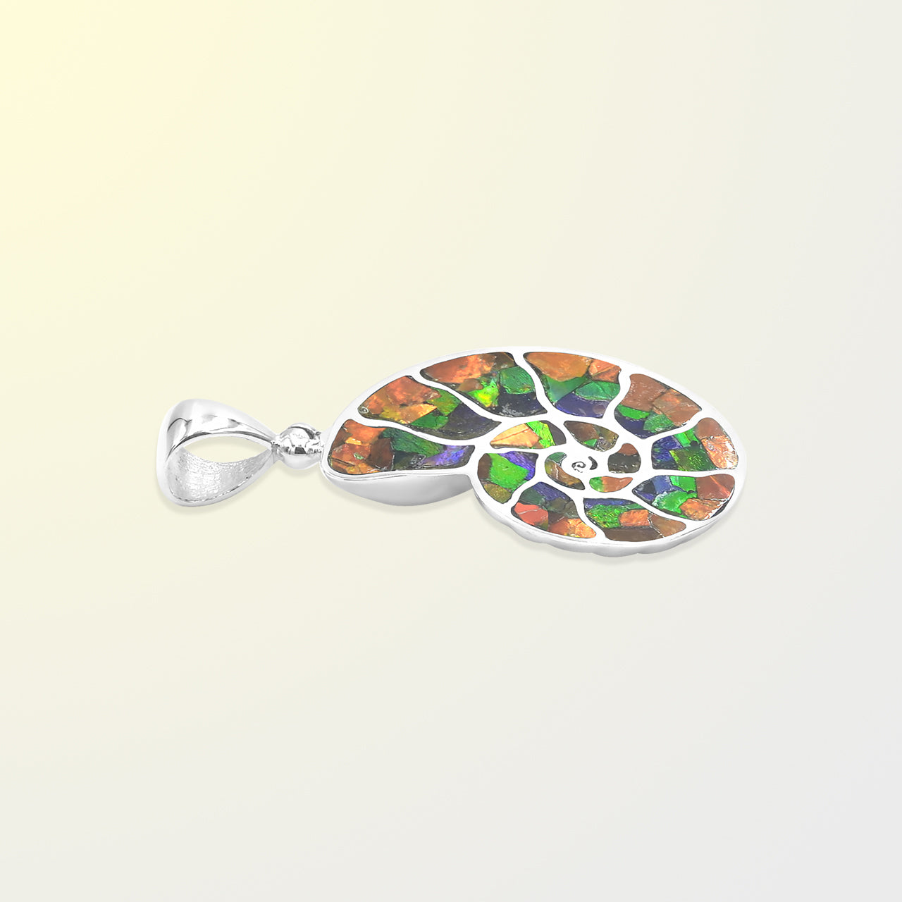 Starborn Ammolite Nautilus Pendant in Sterling Silver