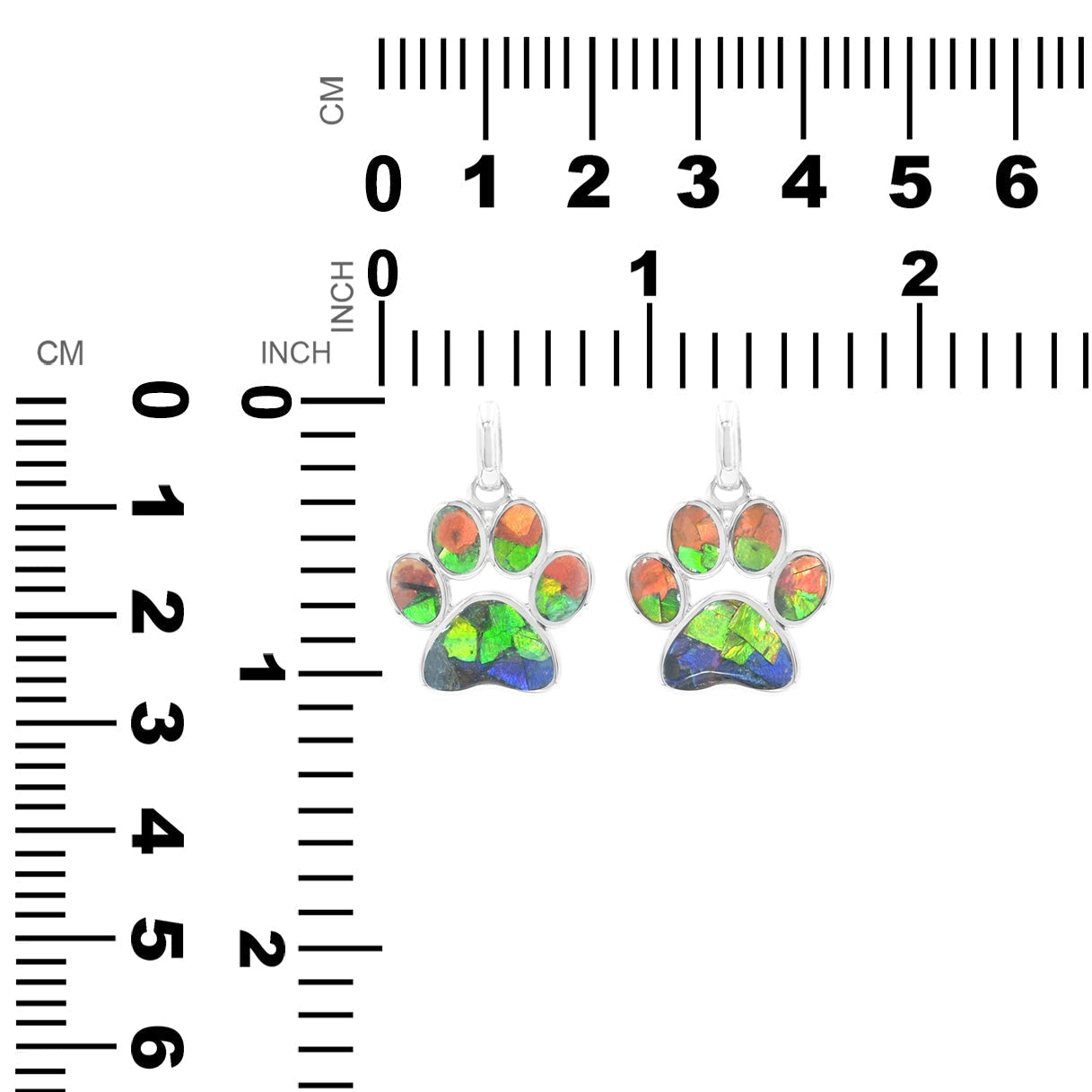 Starborn Ammolite Inlay Paw Print Pendant in Sterling Silver