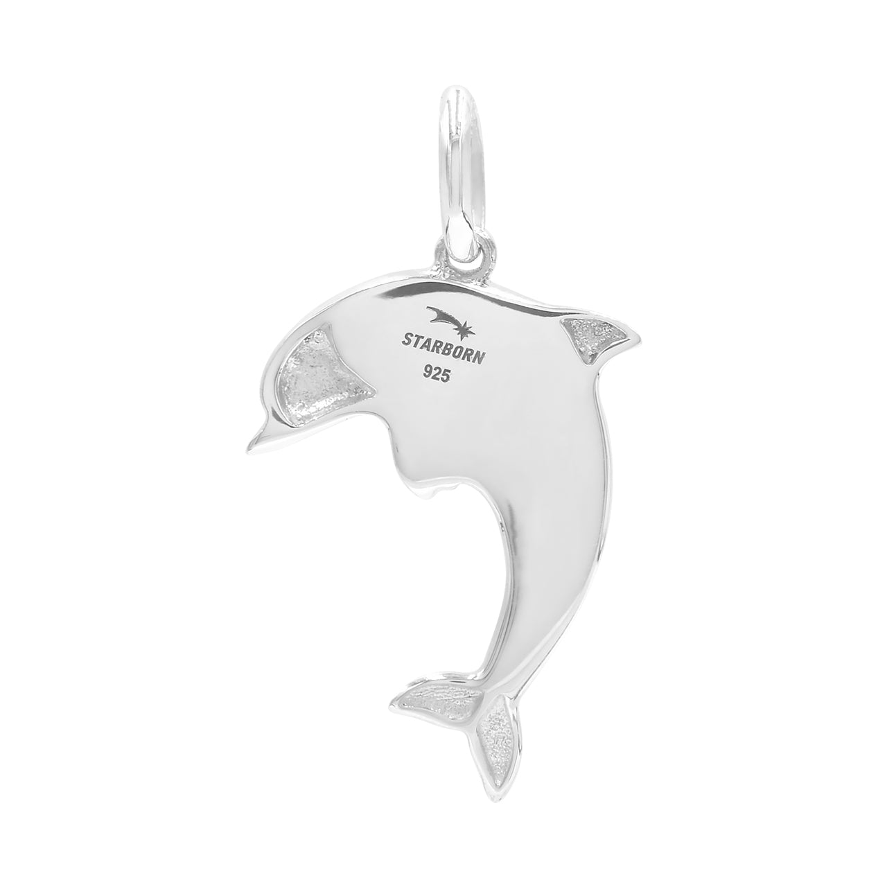 Starborn Gemstone Inlay Dolphin Pendant in Sterling Silver