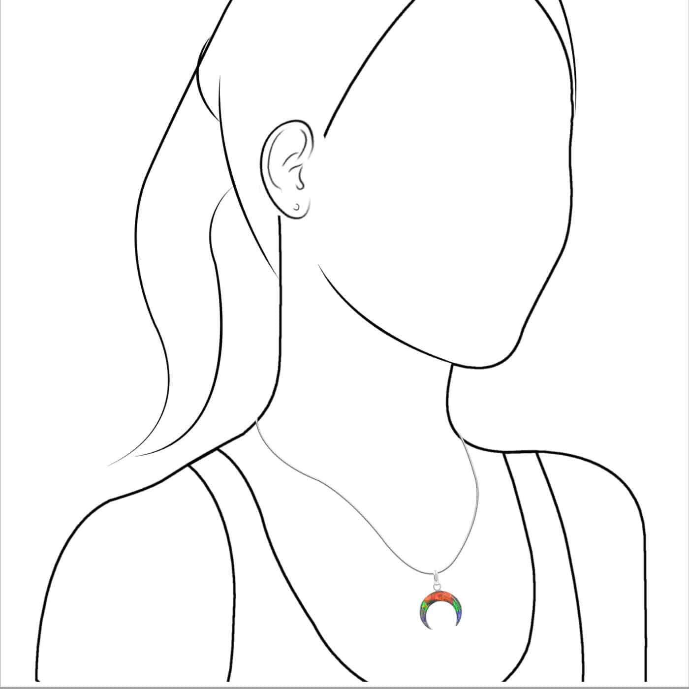 Starborn Ammolite Crescent Moon Pendant in Sterling Silver