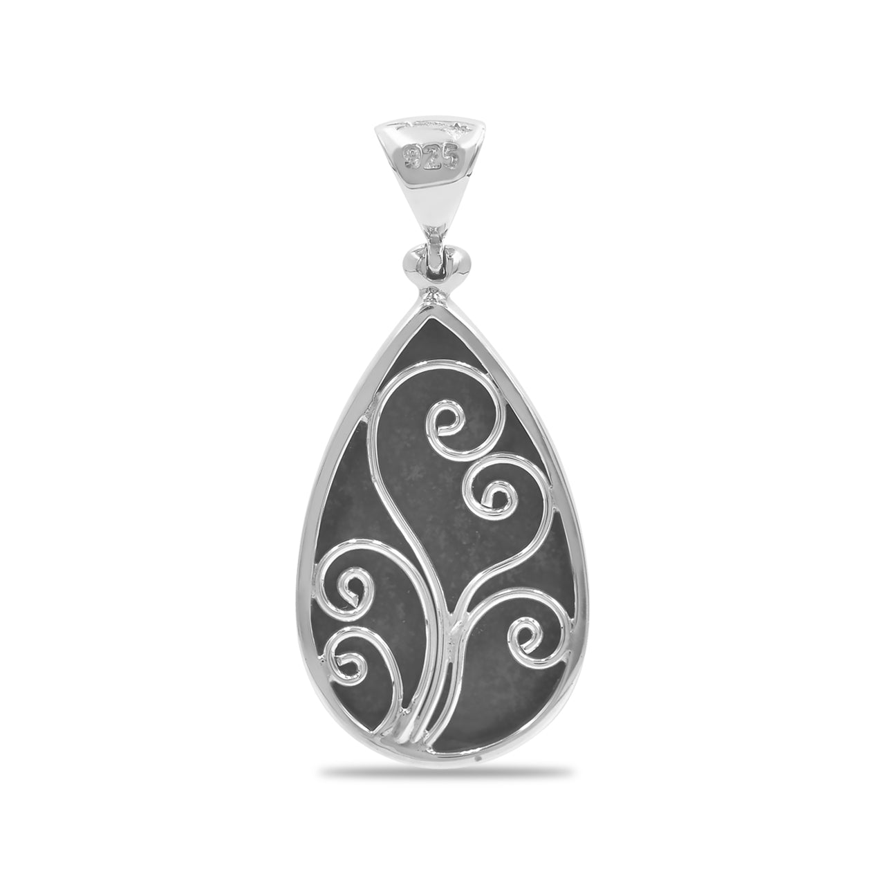 Starborn Ammolite and Faceted Quartz Pear Shaped Pendant in Sterling Silver - MD