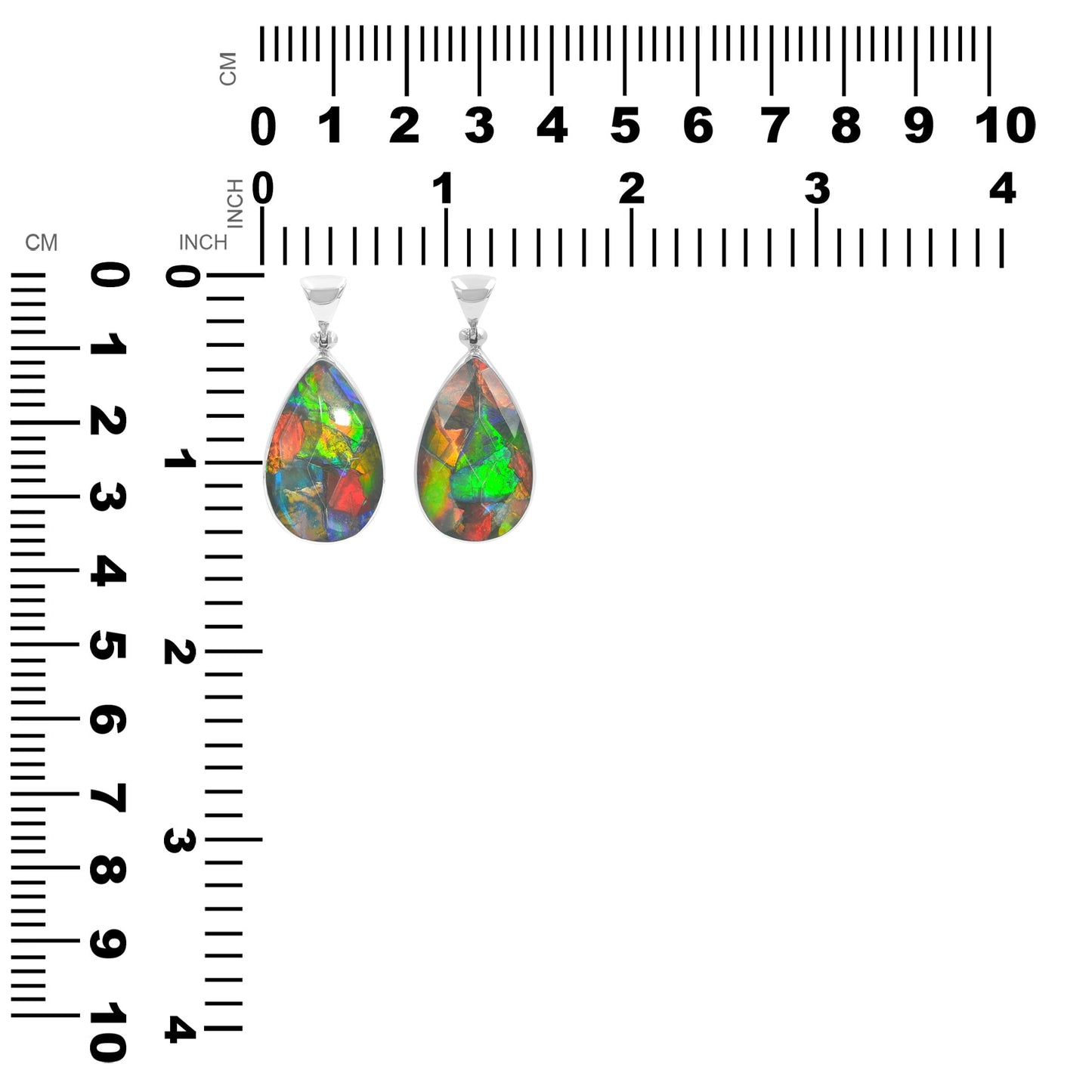Starborn Ammolite and Faceted Quartz Pear Shaped Pendant in Sterling Silver - MD