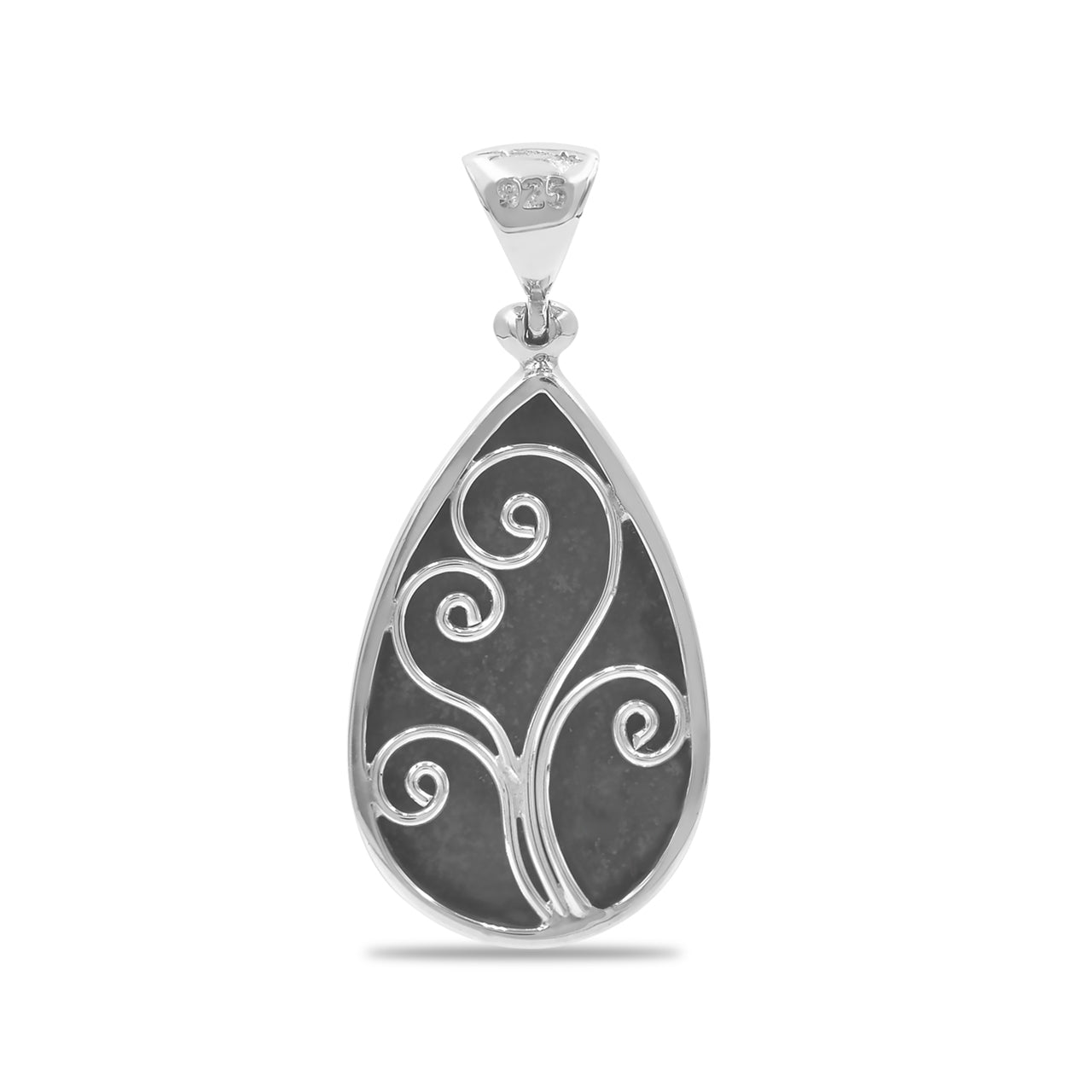 Starborn Ammolite and Faceted Quartz Pear Shaped Pendant in Sterling Silver - MD