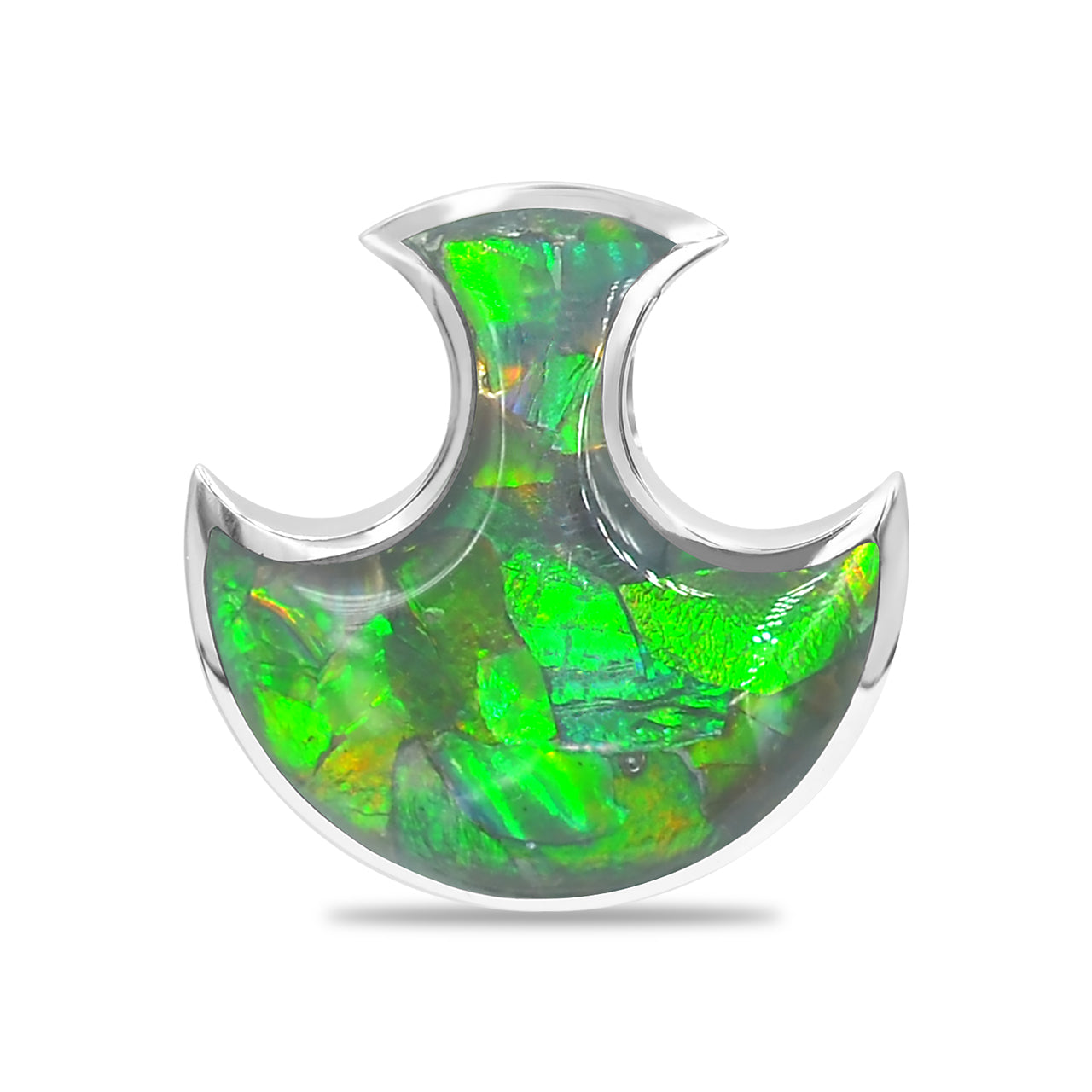 Starborn Ammolite Battle Axe Head Pendant in Sterling Silver
