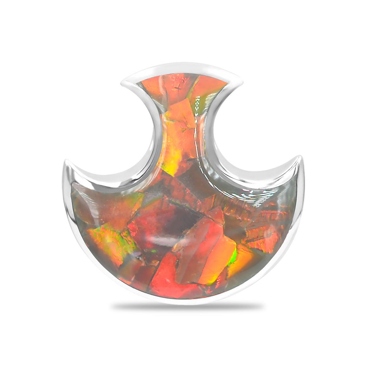 Starborn Ammolite Battle Axe Head Pendant in Sterling Silver