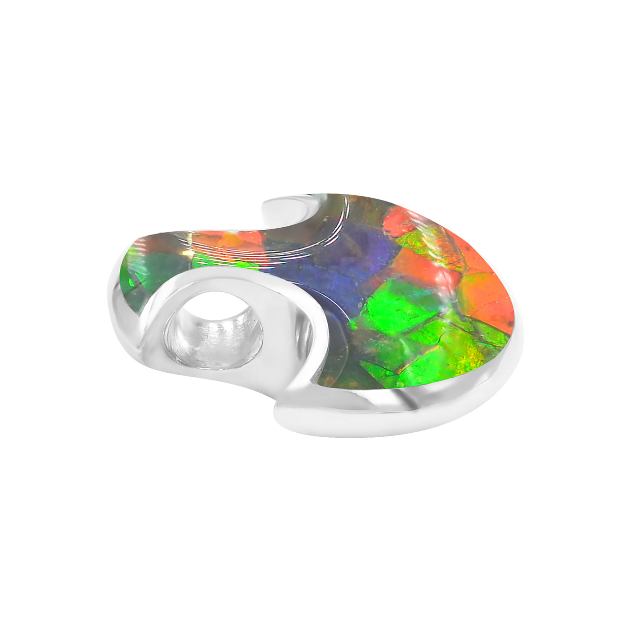 Starborn Ammolite Battle Axe Head Pendant in Sterling Silver