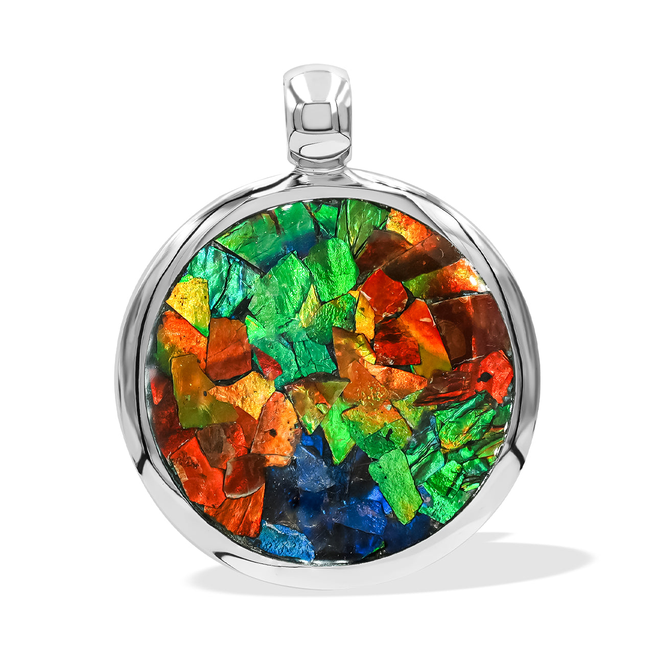 Starborn Ammolite Medallion Style Pendant in Sterling Silver