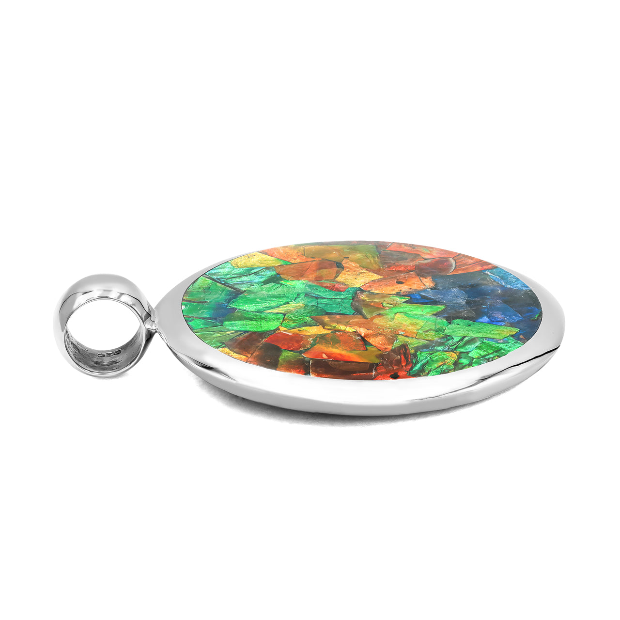 Starborn Ammolite Medallion Style Pendant in Sterling Silver
