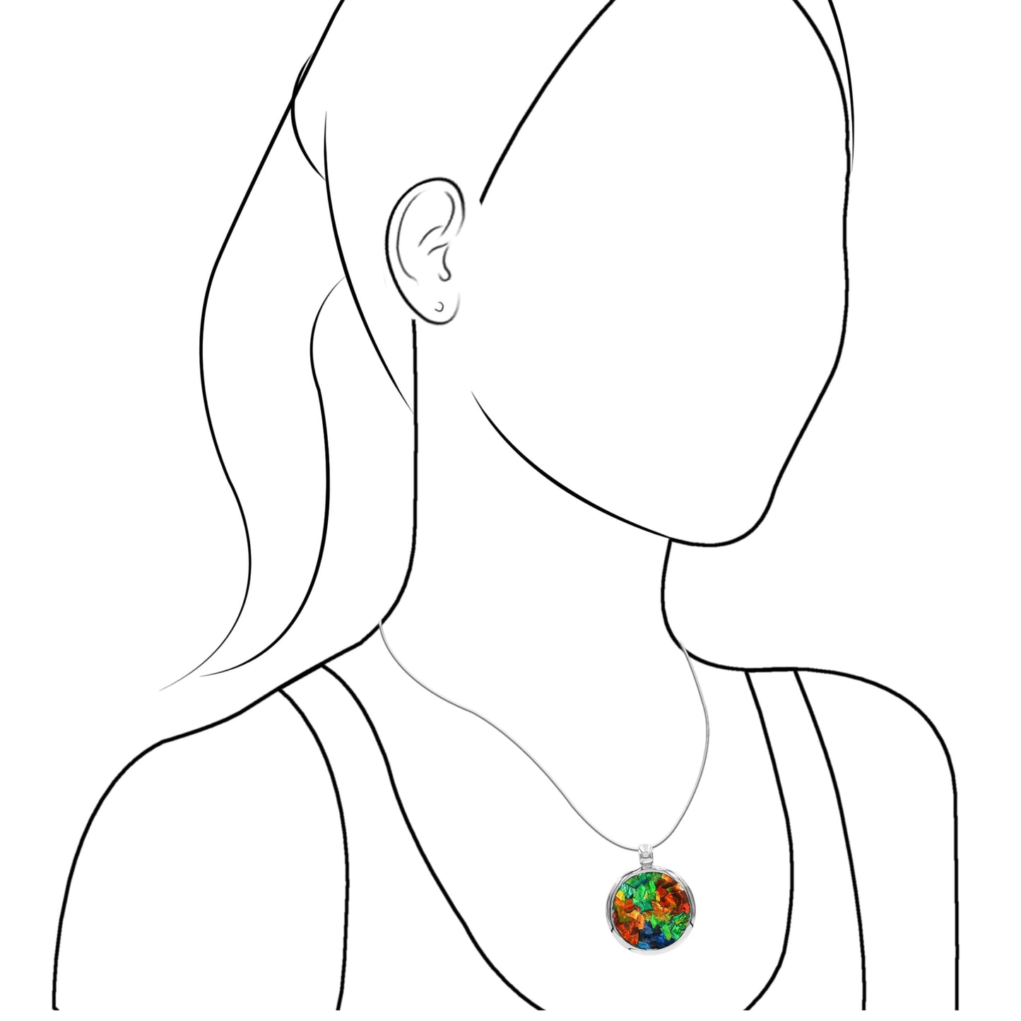 Starborn Ammolite Medallion Style Pendant in Sterling Silver