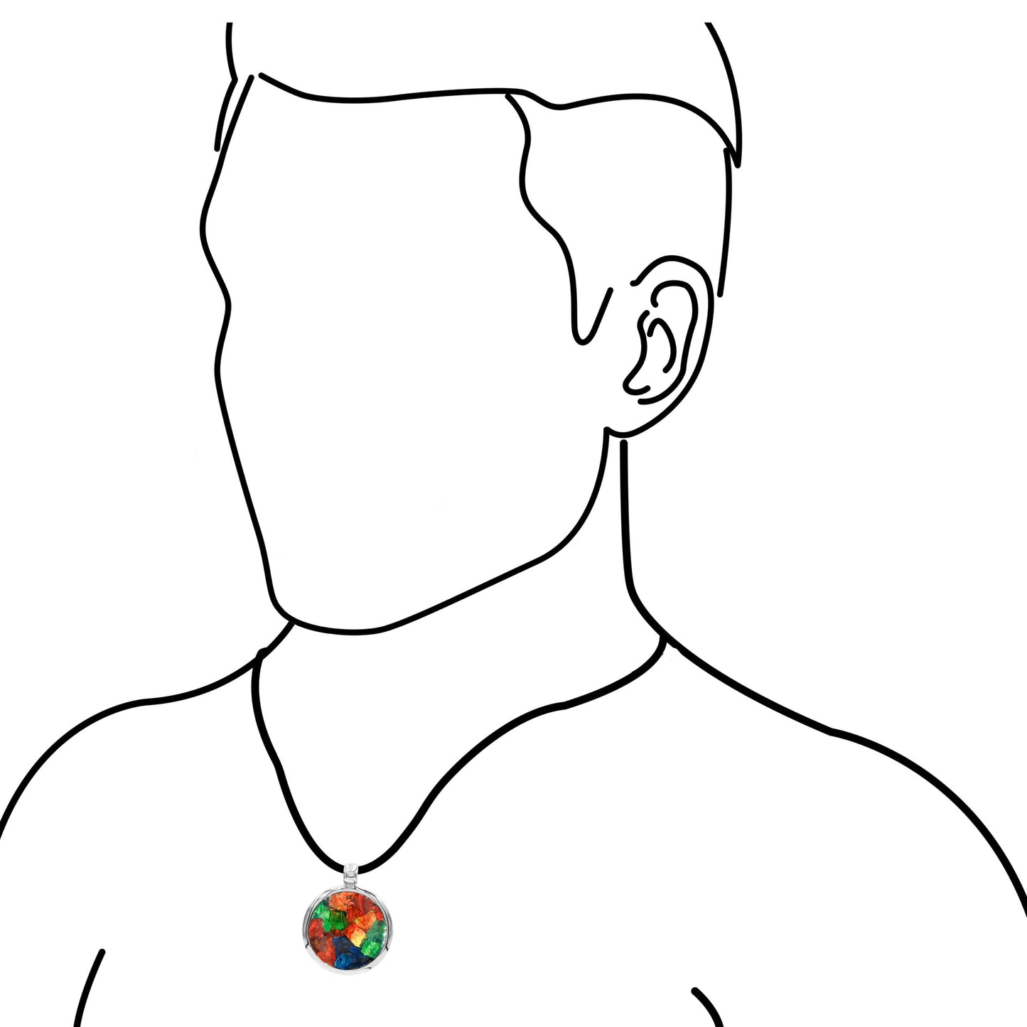 Starborn Ammolite Medallion Style Pendant in Sterling Silver