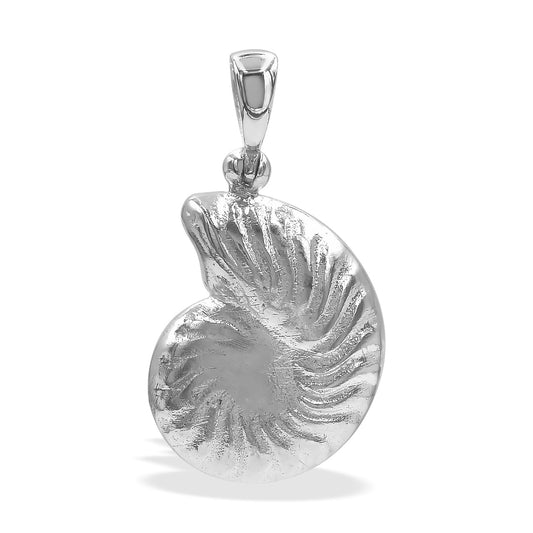 Starborn Ammolite Inlay Nautilus Ammonite Pendant in Sterling Silver