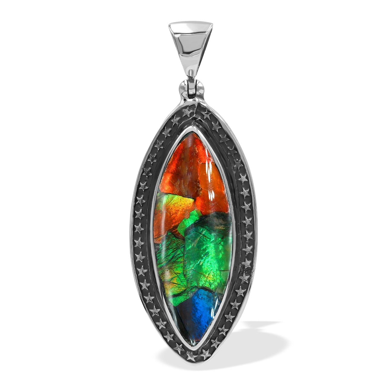 Starborn Marquise Ammolite with Star Frame in Sterling Silver