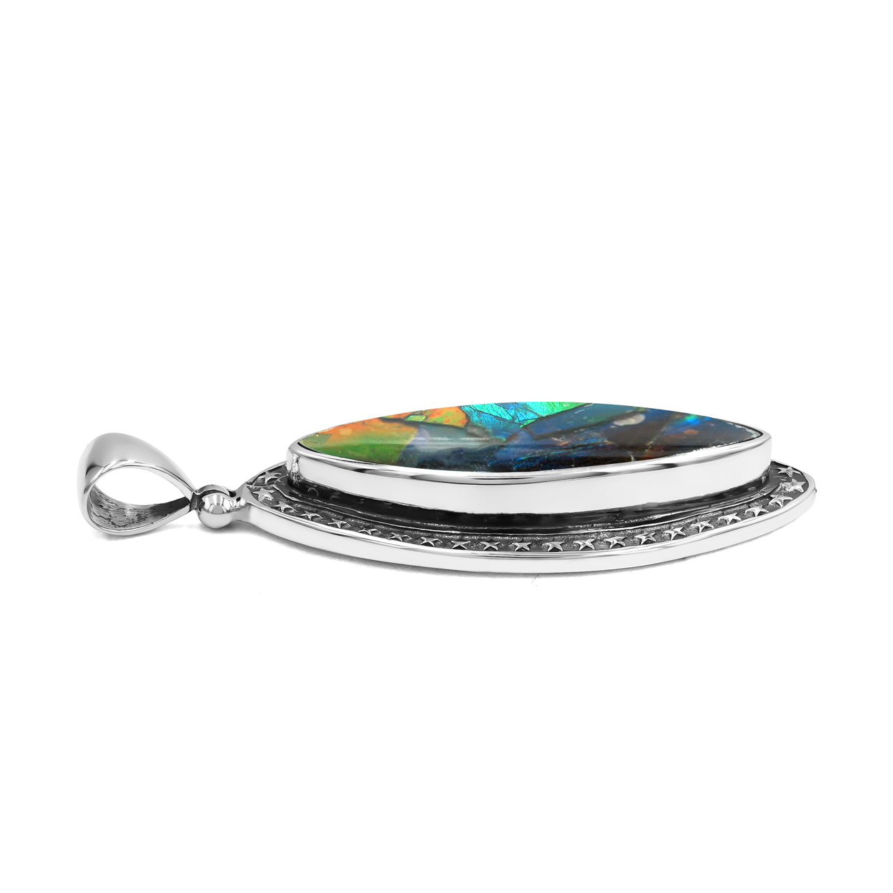 Starborn Marquise Ammolite with Star Frame in Sterling Silver