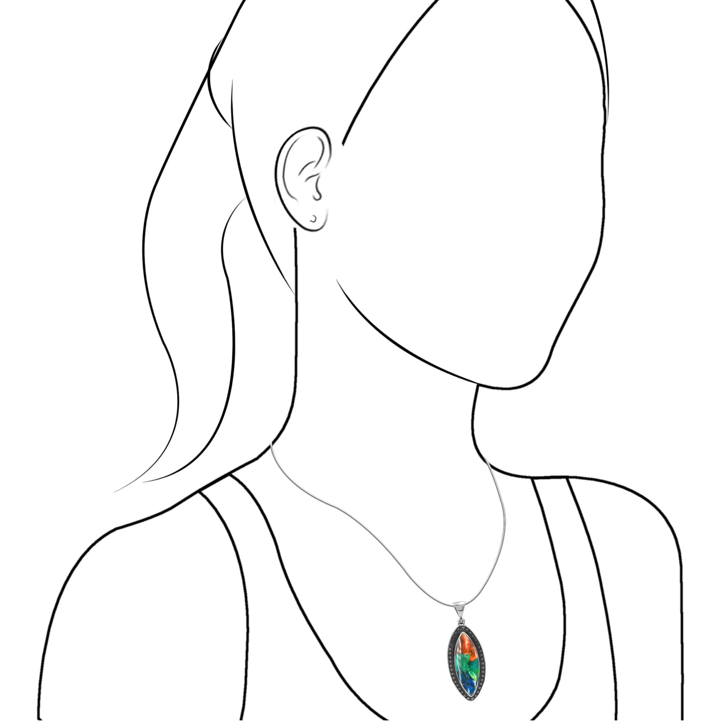 Starborn Marquise Ammolite with Star Frame in Sterling Silver