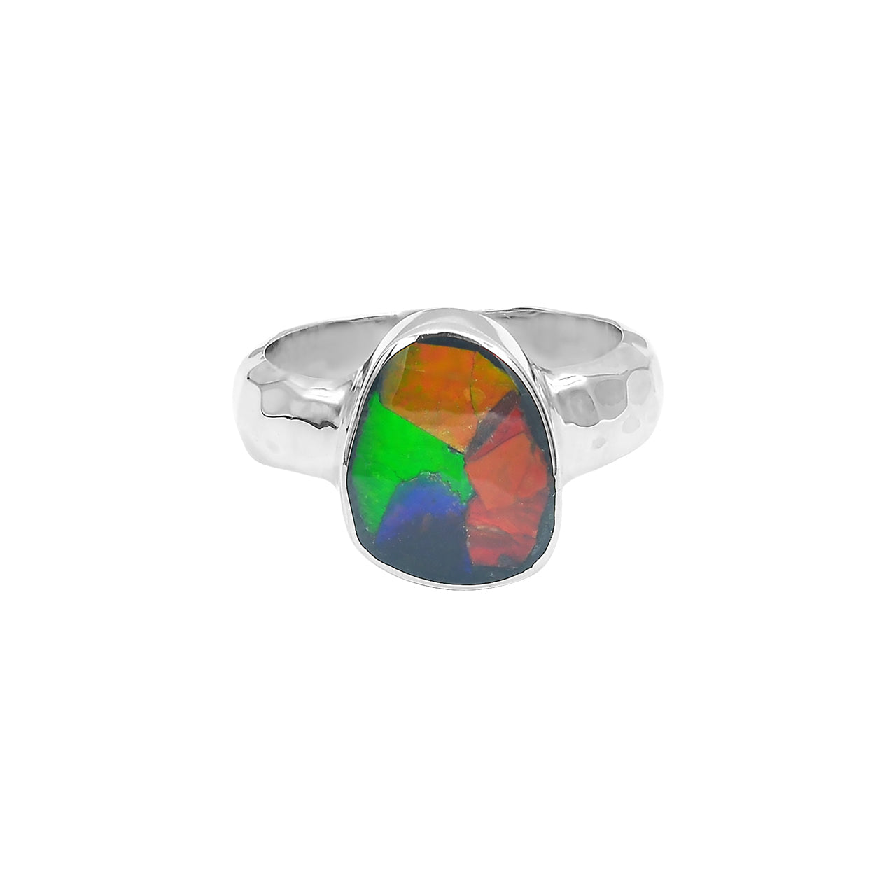 Starborn Ammolite Free-Form Cabochon Ring in Sterling Silver