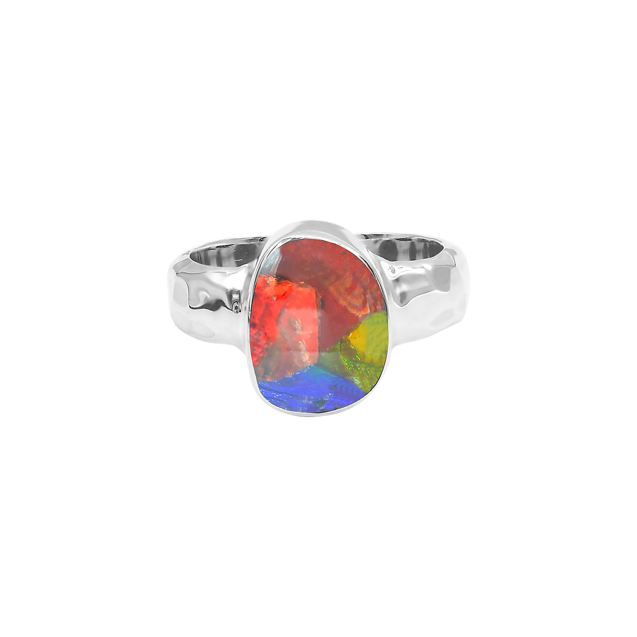 Starborn Ammolite Free-Form Cabochon Ring in Sterling Silver