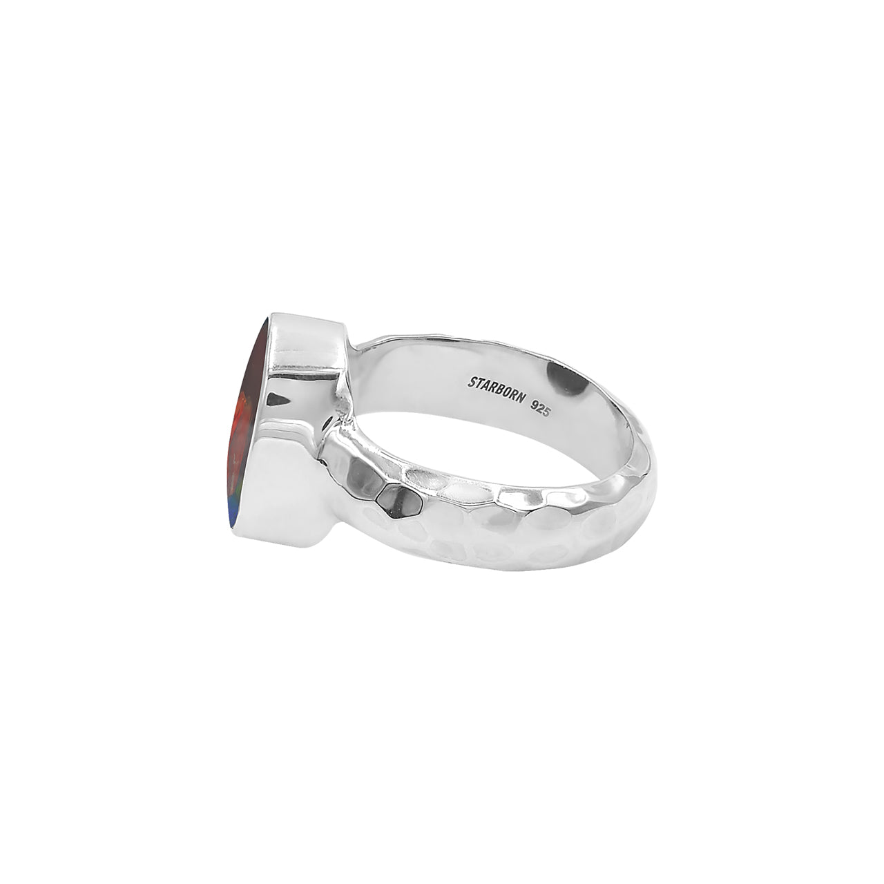 Starborn Ammolite Free-Form Cabochon Ring in Sterling Silver