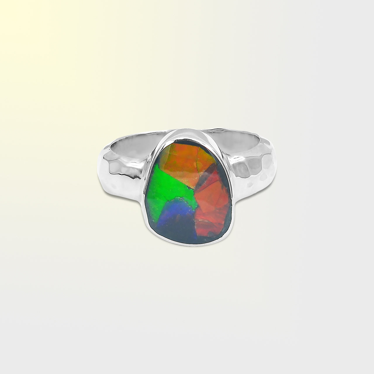 Starborn Ammolite Free-Form Cabochon Ring in Sterling Silver