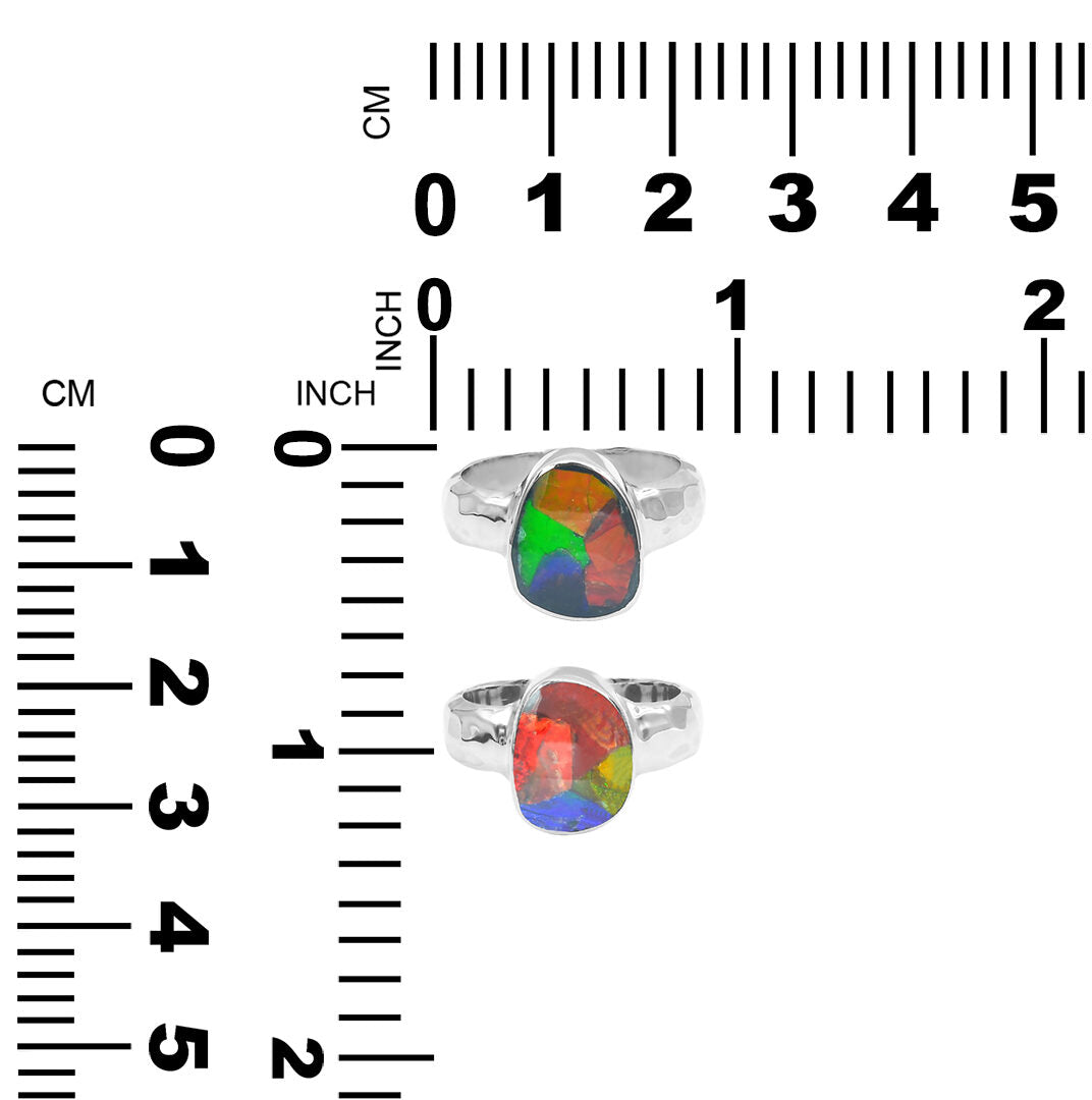 Starborn Ammolite Free-Form Cabochon Ring in Sterling Silver