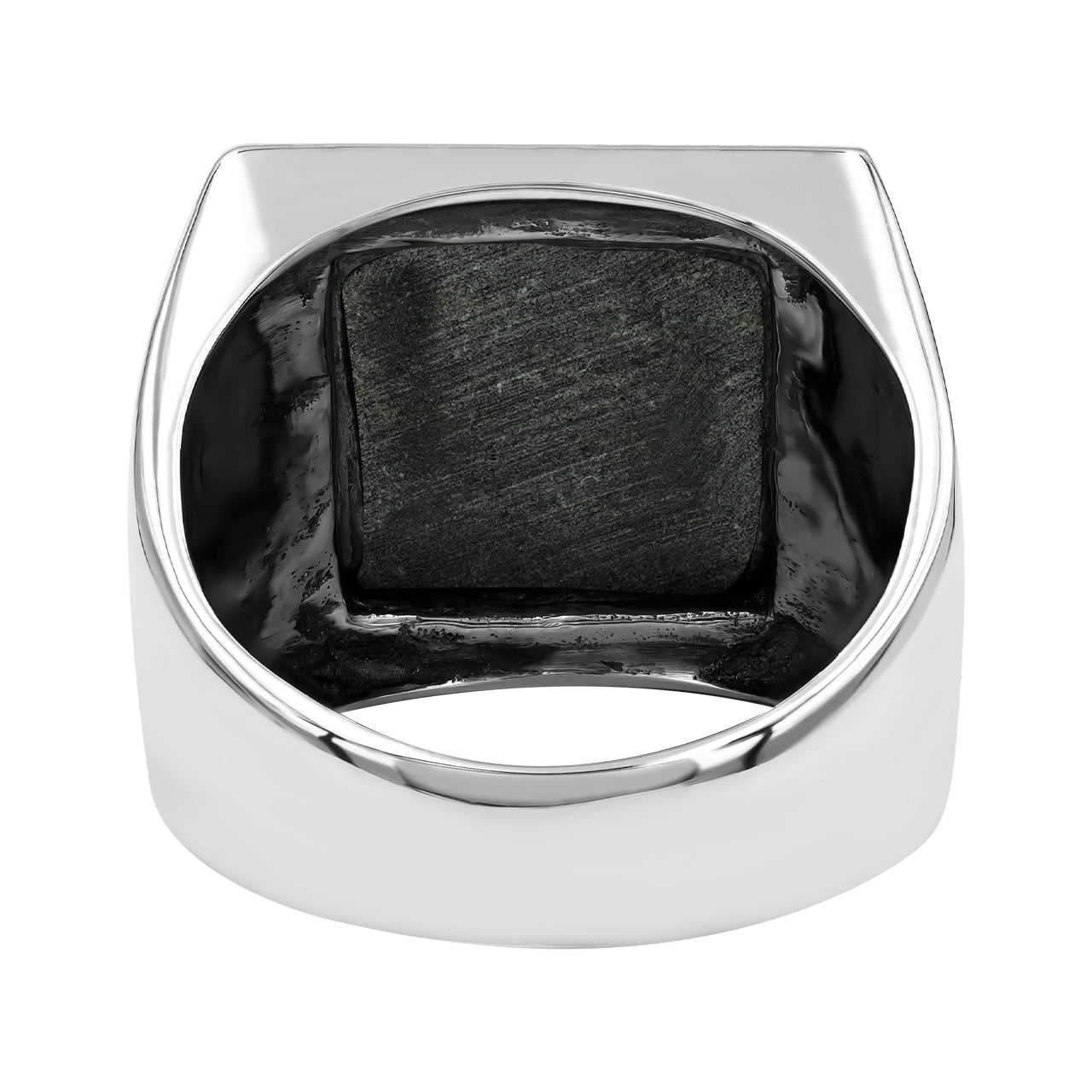 Starborn Ammolite Inlay Square Men's Ring with Octagram in Sterling Silver