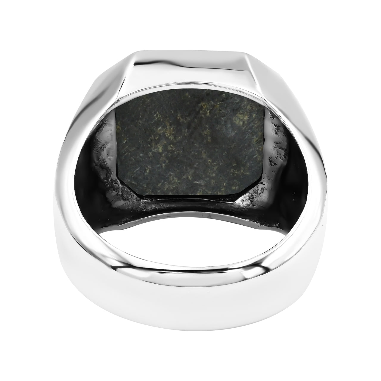 Starborn Ammolite Inlay Octagon Signet Men's Ring in Sterling Silver