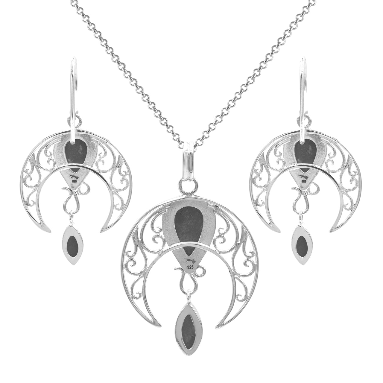 Starborn Celestial Pendant and Earring Set in Sterling Silver