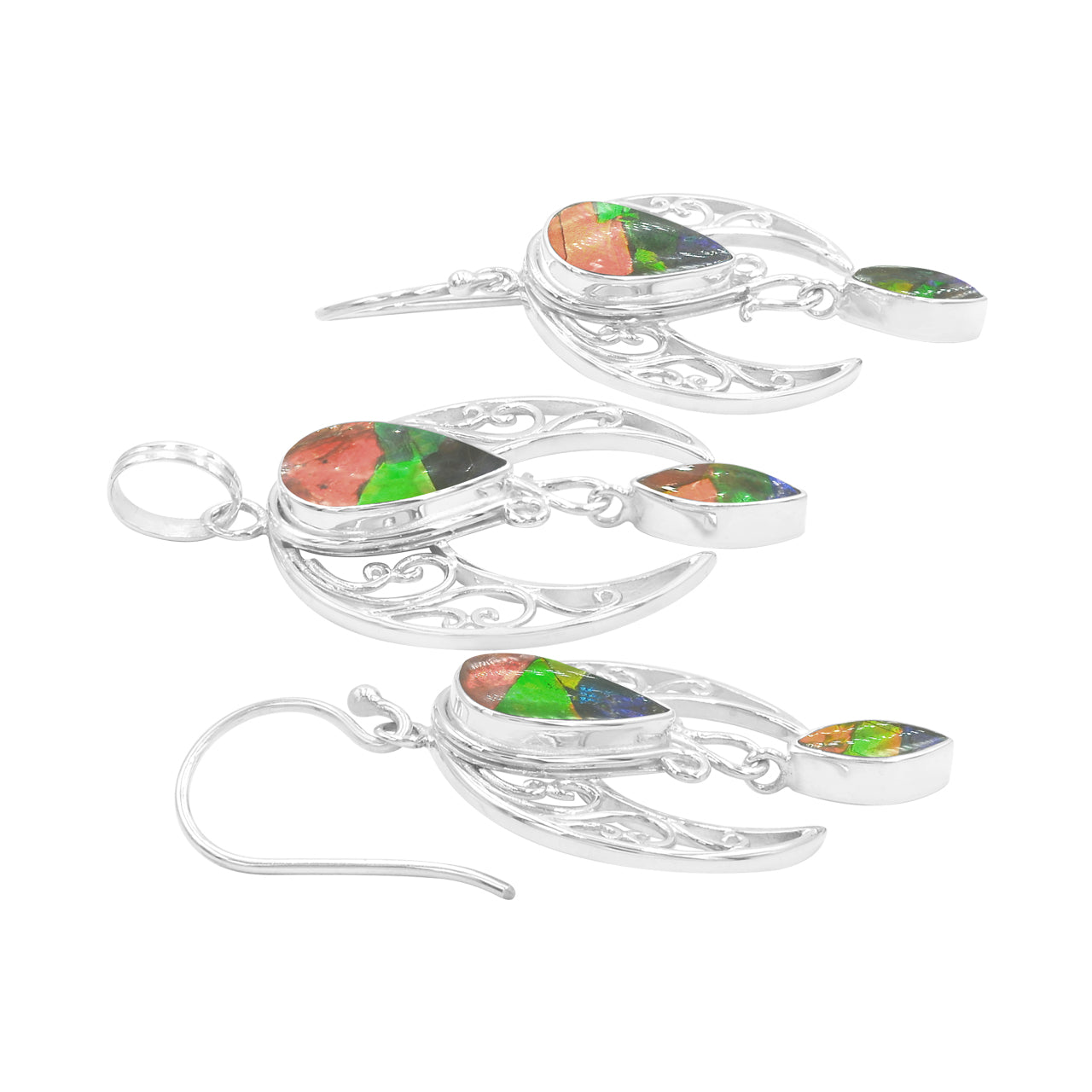 Starborn Celestial Pendant and Earring Set in Sterling Silver