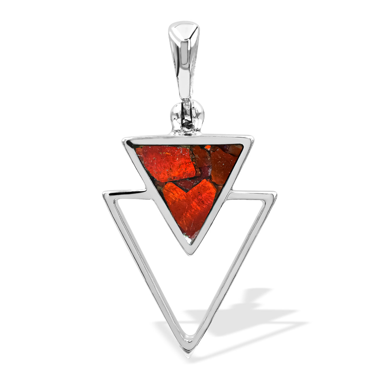 Starborn Ammolite Stacked Triangle Pendant and Earrings Set in Sterling Silver