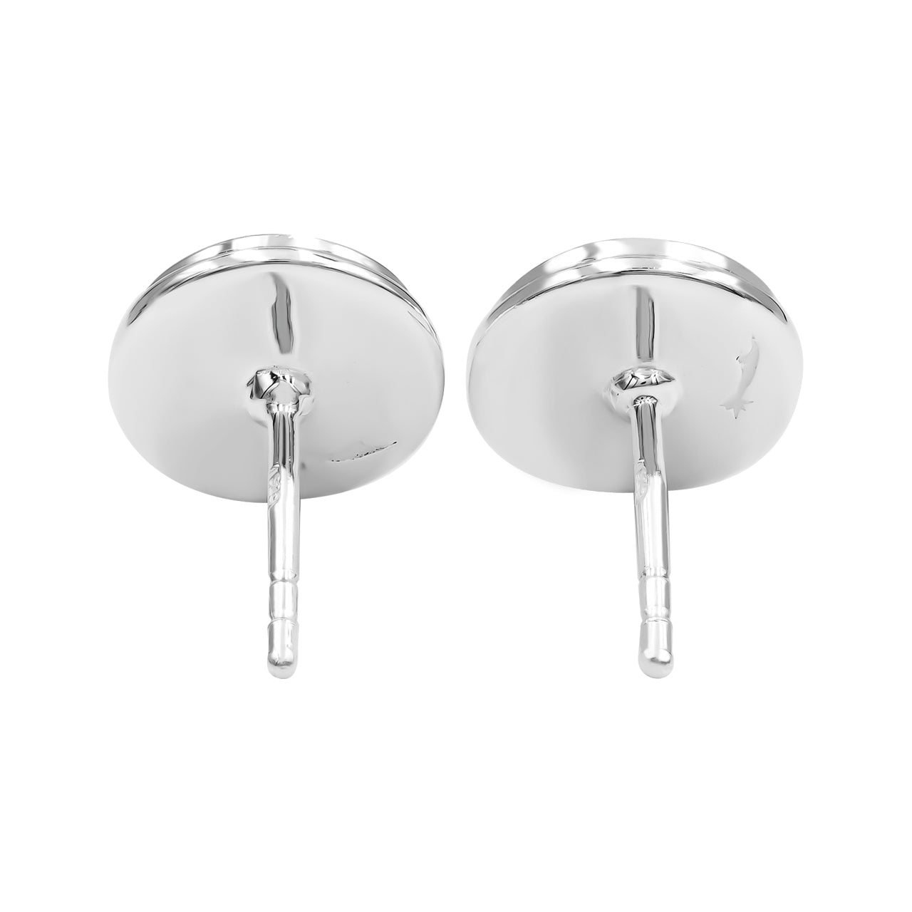 Starborn Fossilized Ammonite Round Post Earrings in Sterling Silver