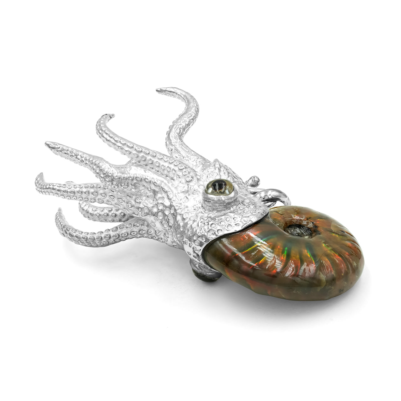 Starborn Nautilus Ammonite with Silver Tentacles Pendant in Sterling Silver