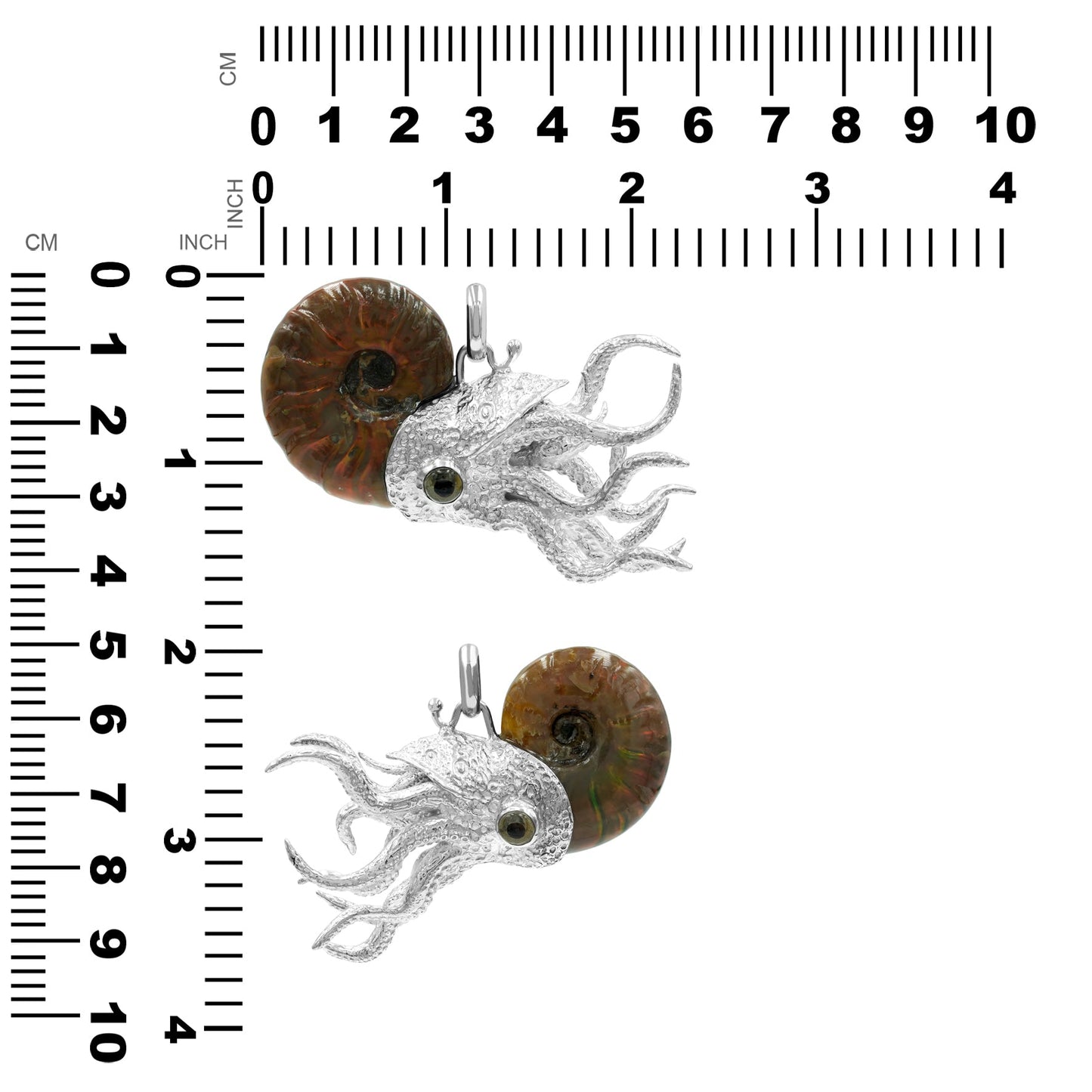 Starborn Nautilus Ammonite with Silver Tentacles Pendant in Sterling Silver