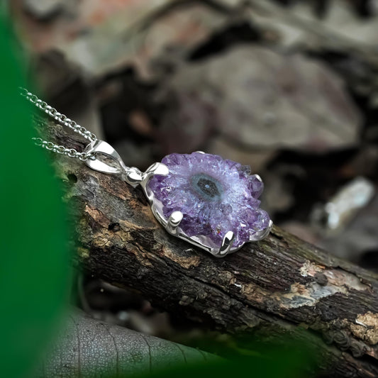 Starborn Amethyst Rose Prong Set Pendant in Sterling Silver