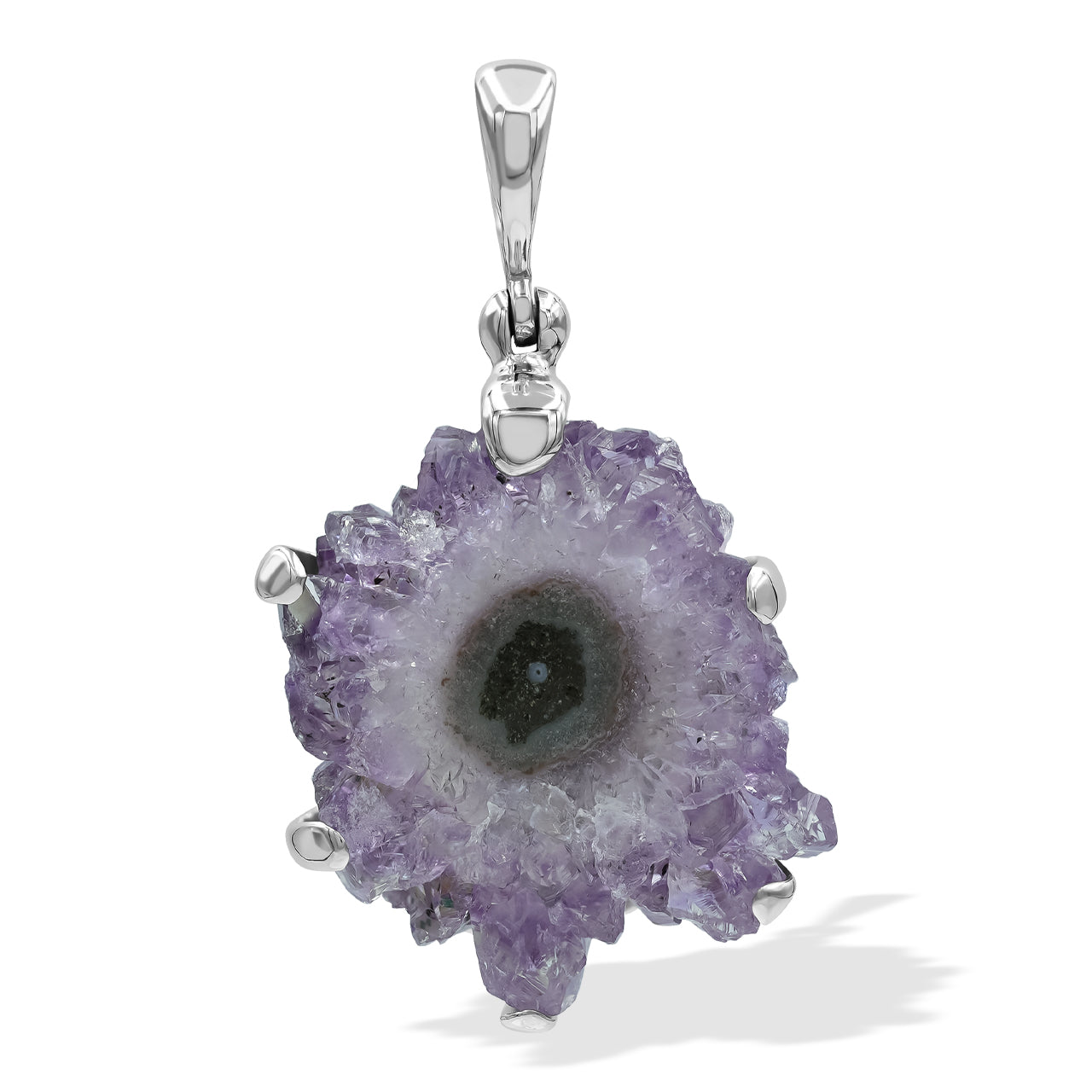 Starborn Amethyst Rose Prong Set Pendant in Sterling Silver