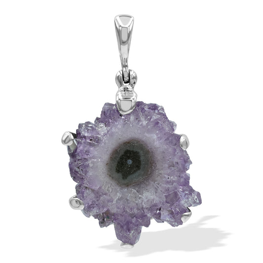 Starborn Amethyst Rose Prong Set Pendant in Sterling Silver
