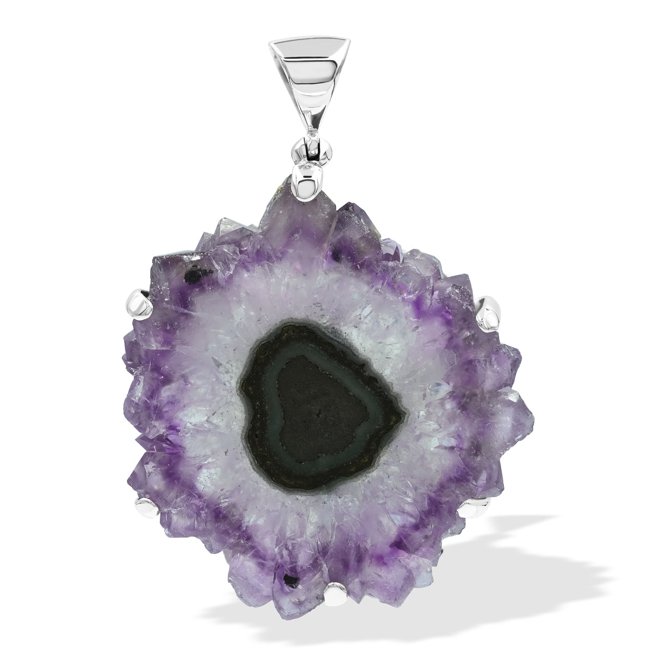 Starborn Amethyst Rose Prong Set Pendant in Sterling Silver with Filigree Back