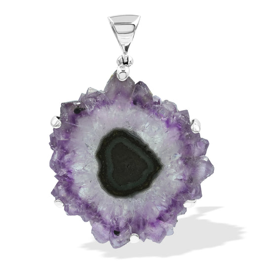 Starborn Amethyst Rose Prong Set Pendant in Sterling Silver with Filigree Back