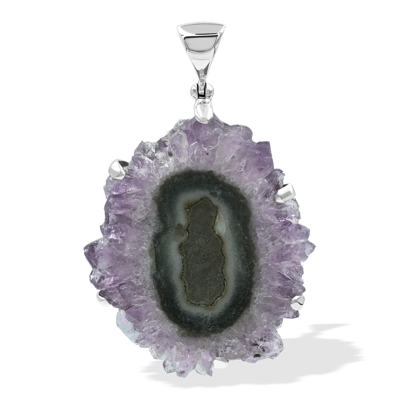 Starborn Amethyst Rose Prong Set Pendant in Sterling Silver with Filigree Back