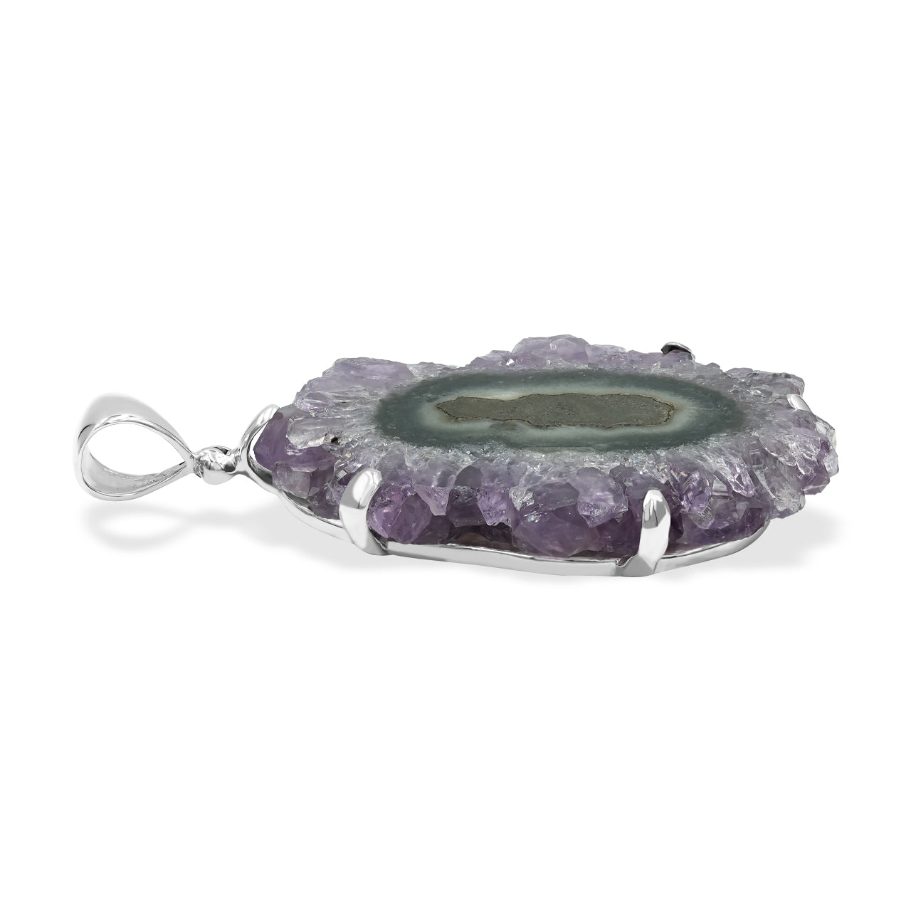 Starborn Amethyst Rose Prong Set Pendant in Sterling Silver with Filigree Back